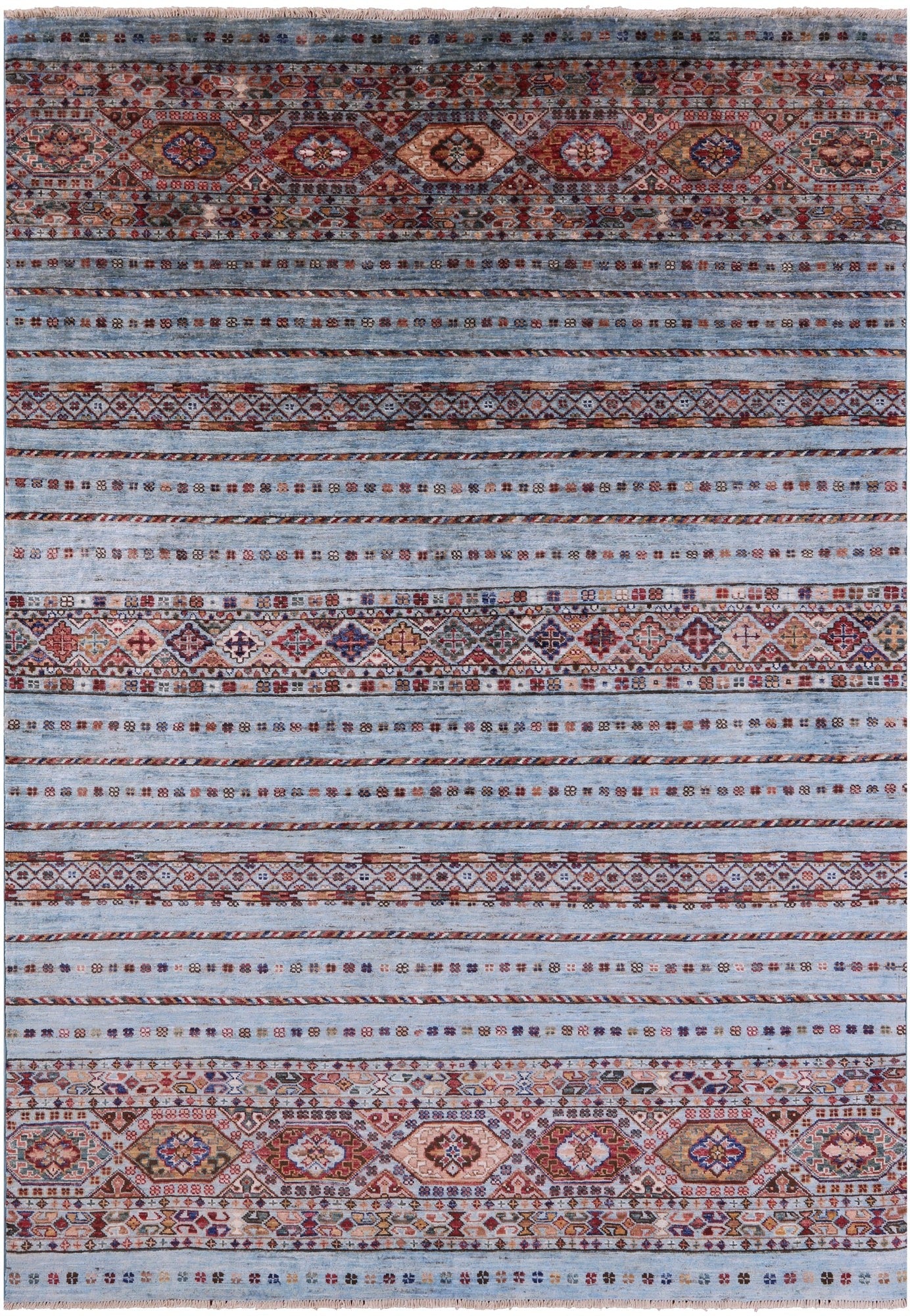Blue Khorjin Persian Gabbeh Hand Knotted Wool Rug - 5' 5" X 7' 8" - Golden Nile