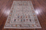 Tribal Persian Gabbeh Hand Knotted Wool Rug - 5' 0" X 7' 6" - Golden Nile
