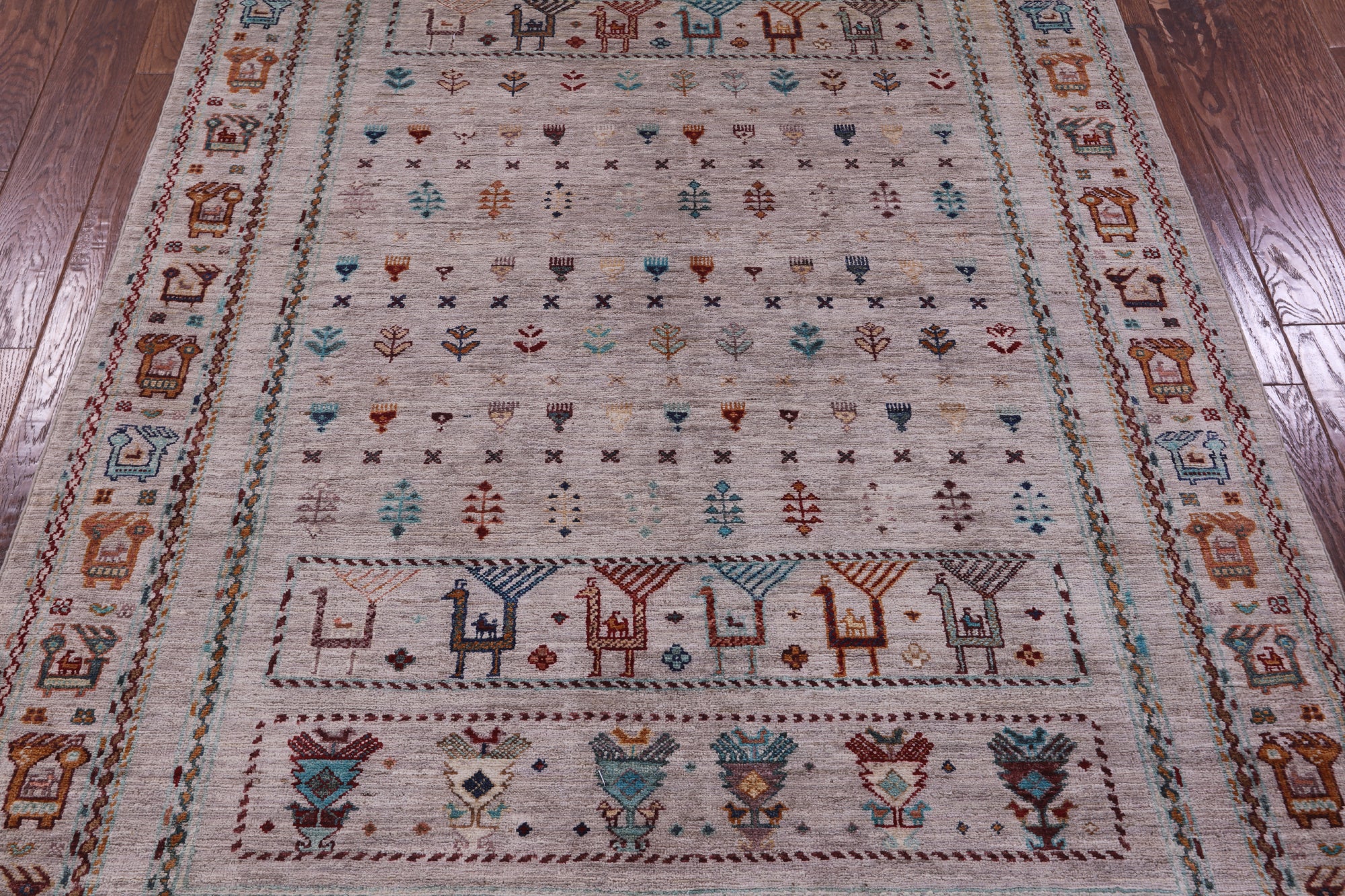 Tribal Persian Gabbeh Hand Knotted Wool Rug - 5' 0" X 7' 6" - Golden Nile