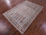 Tribal Persian Gabbeh Hand Knotted Wool Rug - 5' 0" X 7' 6" - Golden Nile