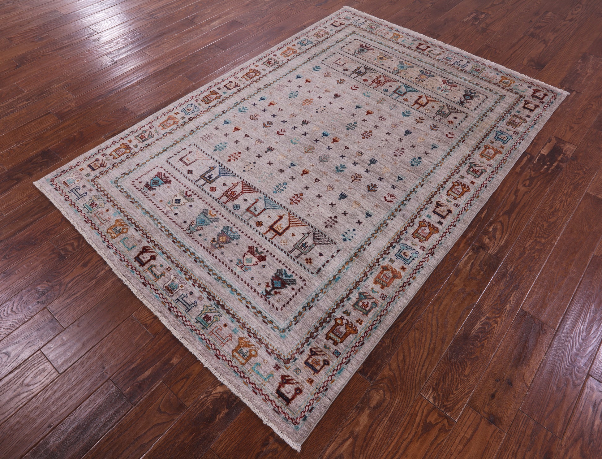 Tribal Persian Gabbeh Hand Knotted Wool Rug - 5' 0" X 7' 6" - Golden Nile