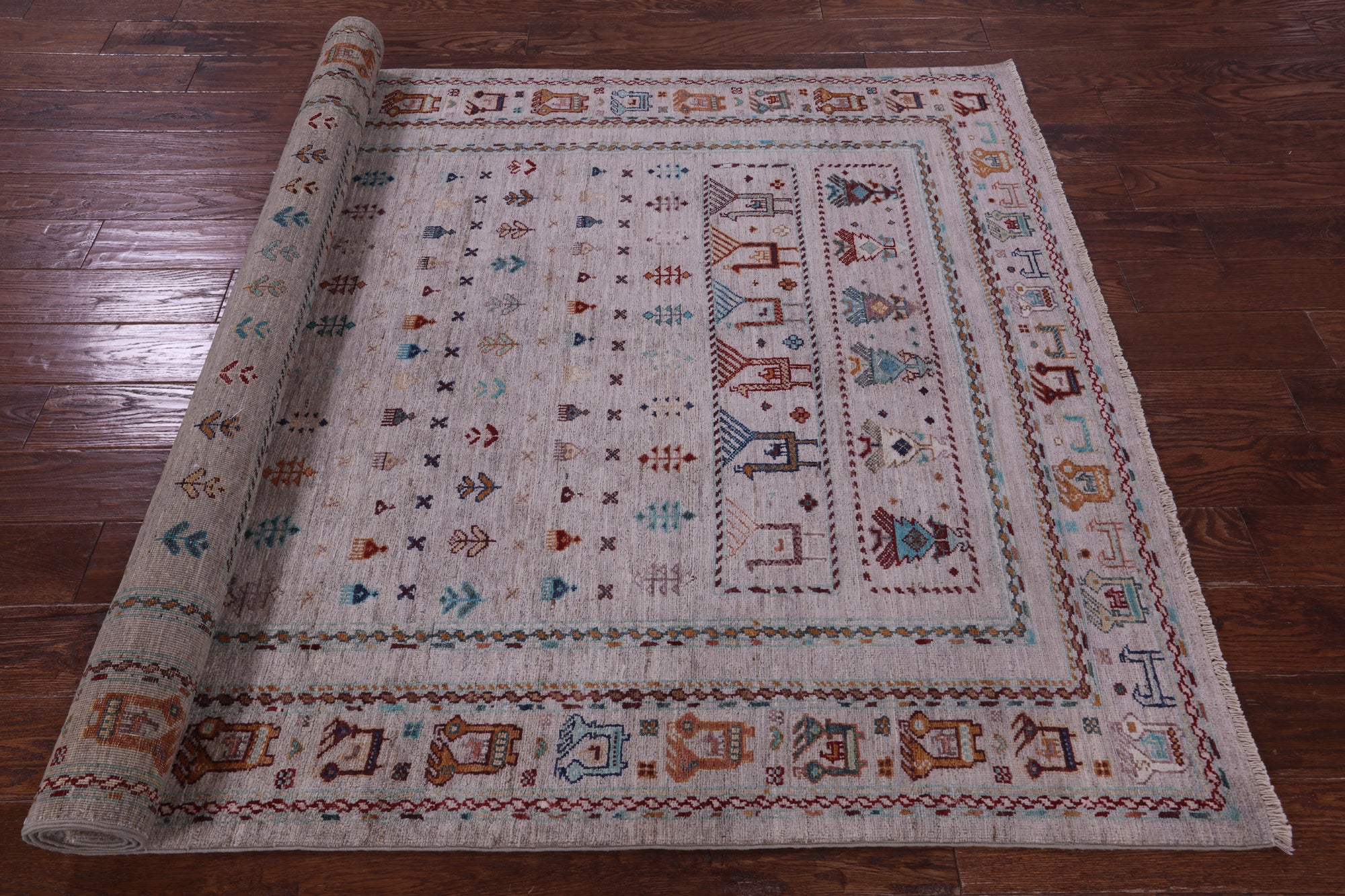 Tribal Persian Gabbeh Hand Knotted Wool Rug - 5' 0" X 7' 6" - Golden Nile
