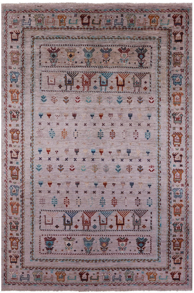 Tribal Persian Gabbeh Hand Knotted Wool Rug - 5' 0" X 7' 6" - Golden Nile