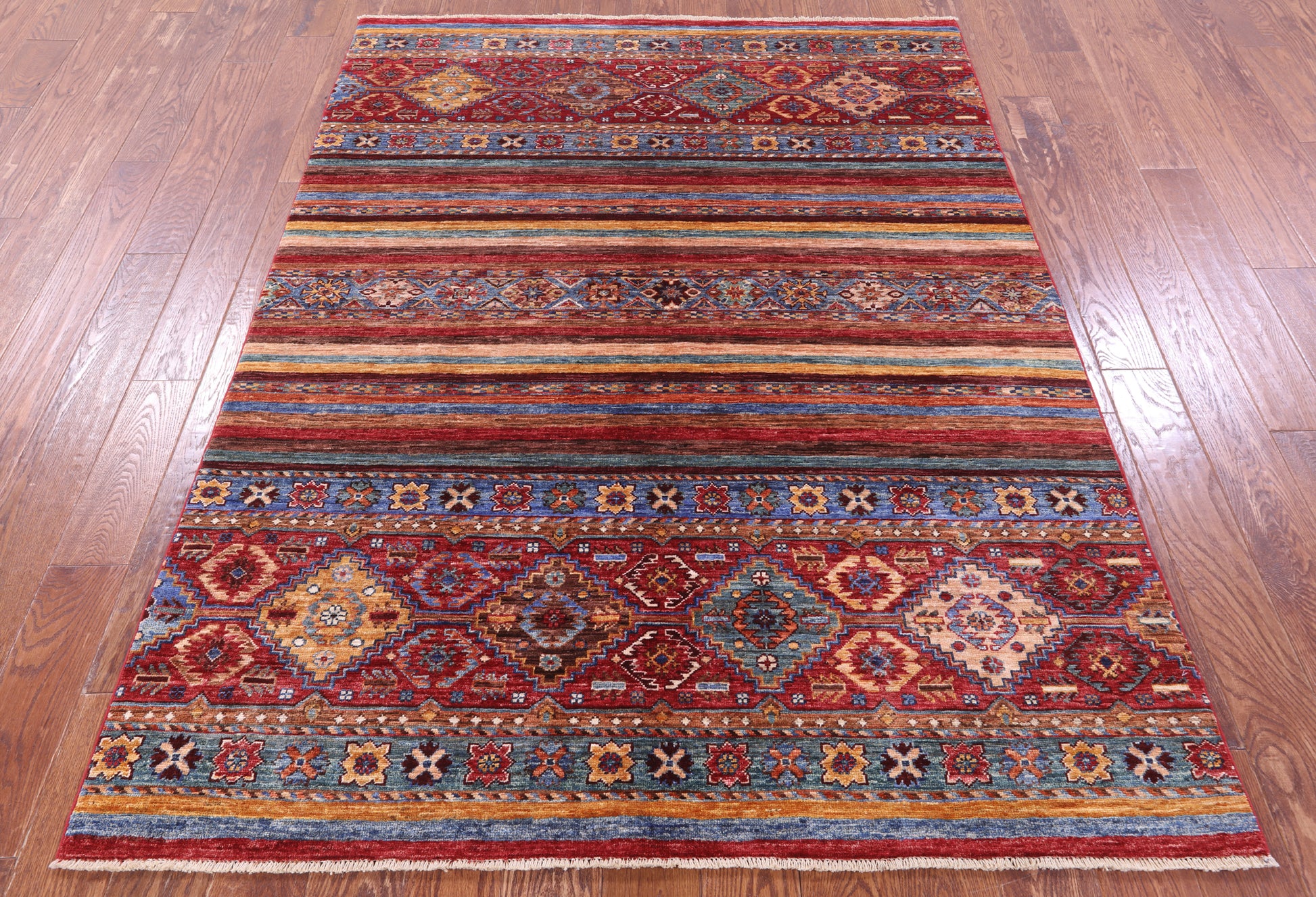 Khorjin Persian Gabbeh Hand Knotted Wool Rug - 5' 2" X 6' 10" - Golden Nile