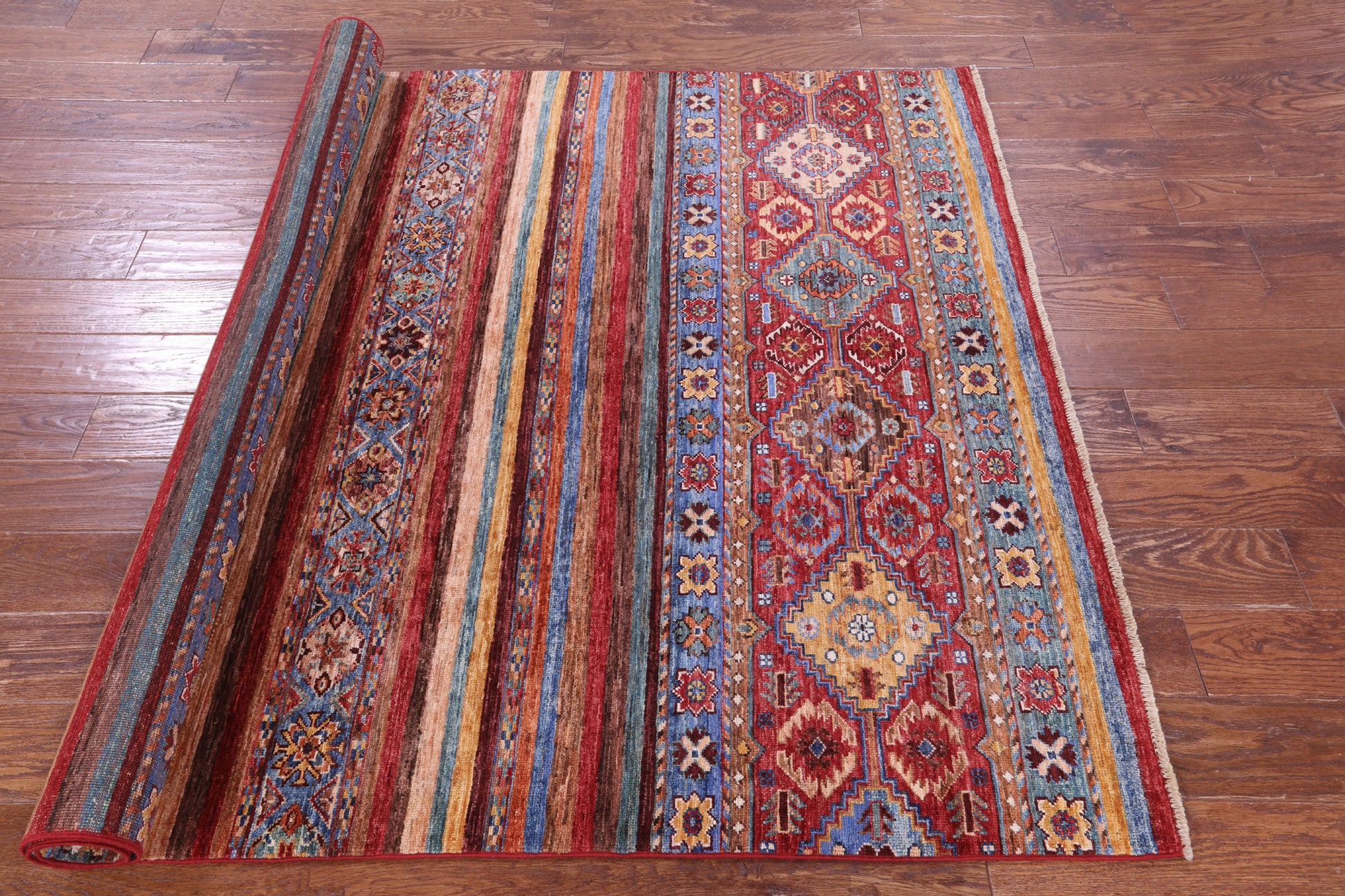 Khorjin Persian Gabbeh Hand Knotted Wool Rug - 5' 2" X 6' 10" - Golden Nile