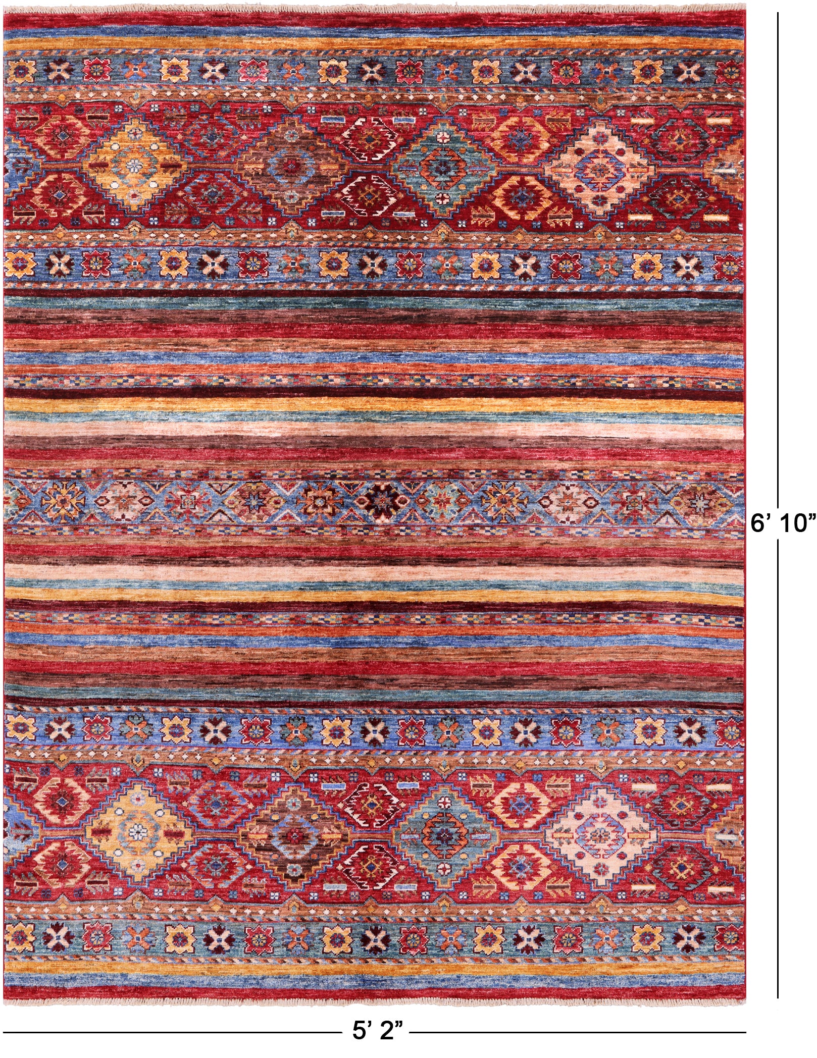 Khorjin Persian Gabbeh Hand Knotted Wool Rug - 5' 2" X 6' 10" - Golden Nile