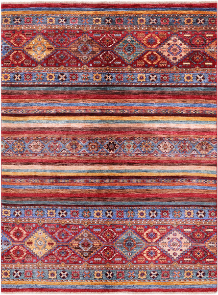 Khorjin Persian Gabbeh Hand Knotted Wool Rug - 5' 2" X 6' 10" - Golden Nile