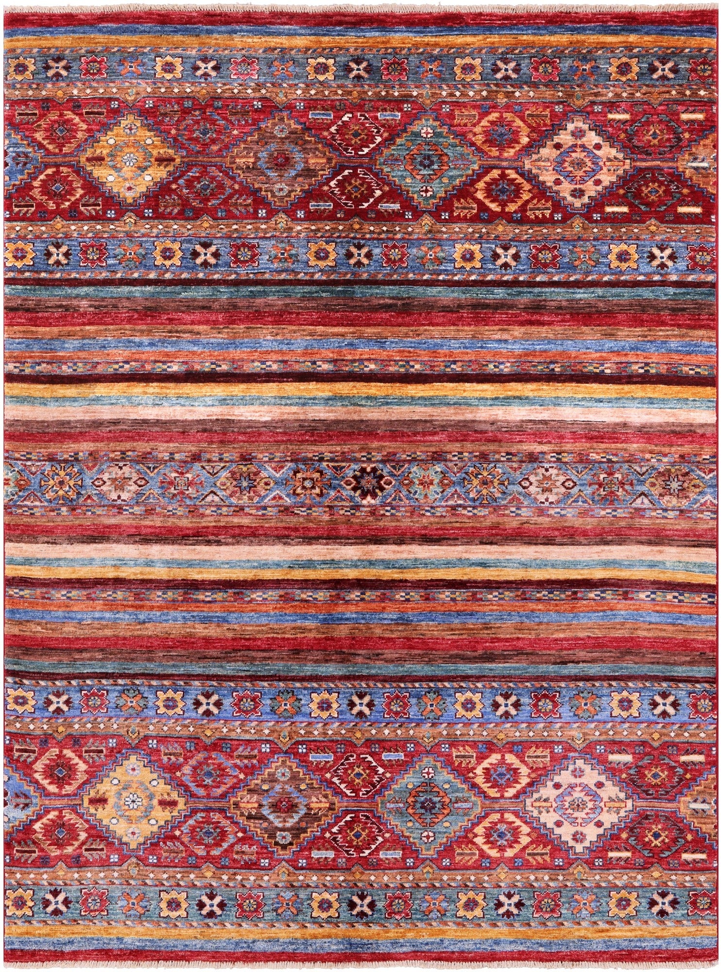 Khorjin Persian Gabbeh Hand Knotted Wool Rug - 5' 2" X 6' 10" - Golden Nile