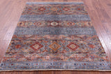 Khorjin Persian Gabbeh Hand Knotted Wool Rug - 5' 2" X 6' 6" - Golden Nile