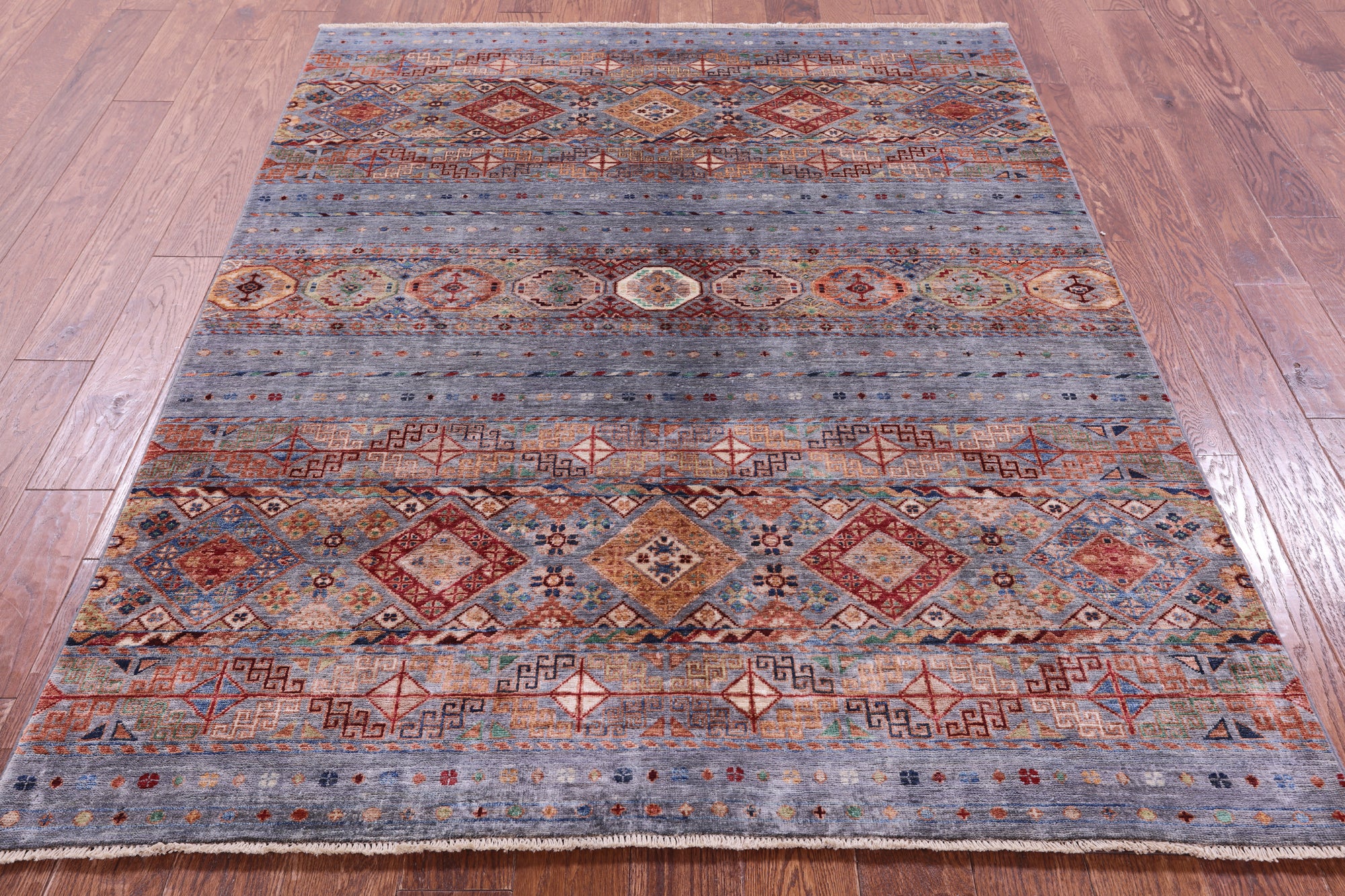 Khorjin Persian Gabbeh Hand Knotted Wool Rug - 5' 2" X 6' 6" - Golden Nile