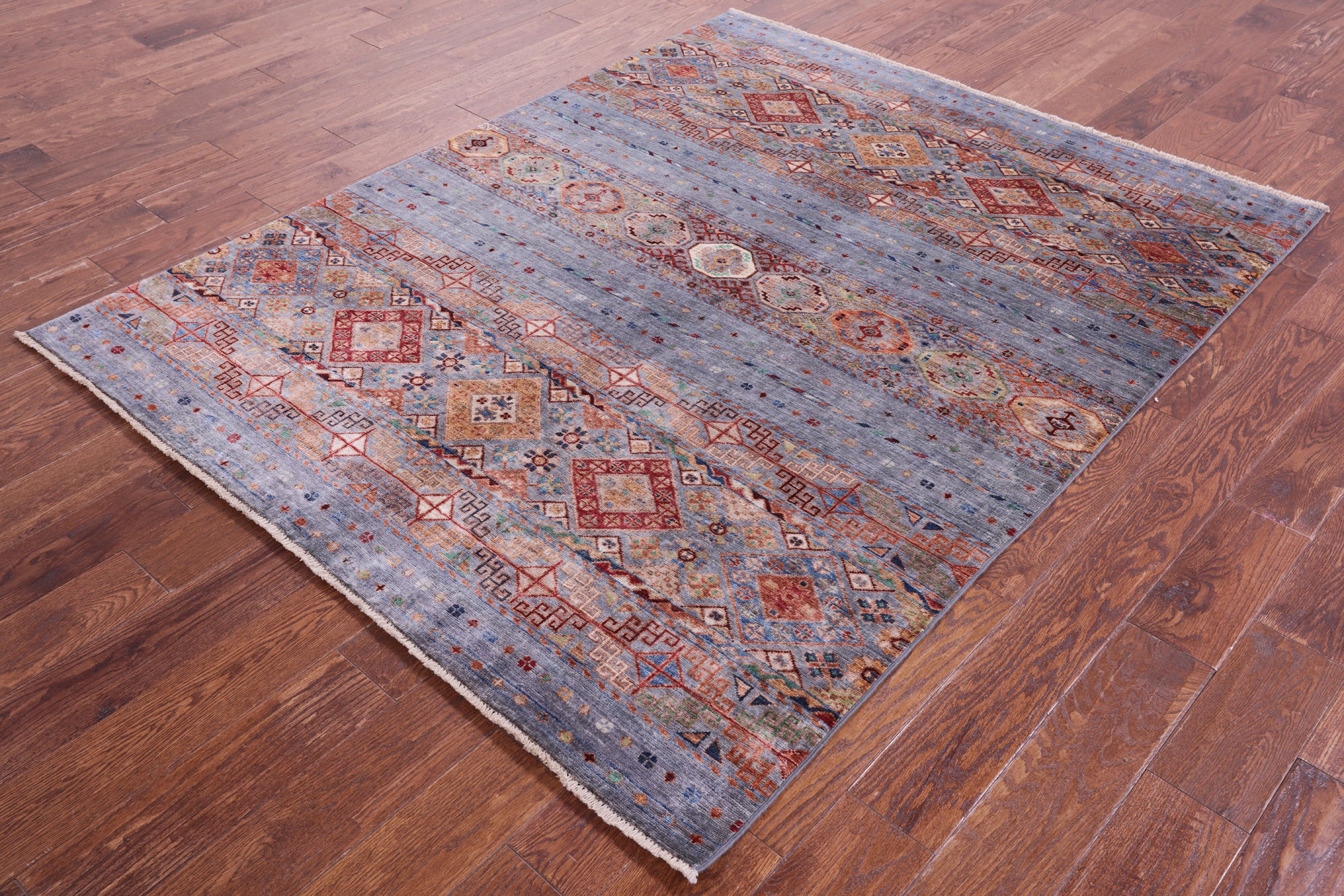 Khorjin Persian Gabbeh Hand Knotted Wool Rug - 5' 2" X 6' 6" - Golden Nile