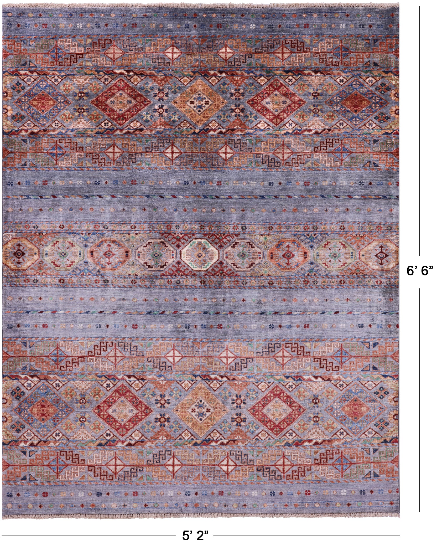 Khorjin Persian Gabbeh Hand Knotted Wool Rug - 5' 2" X 6' 6" - Golden Nile