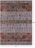 Grey Tribal Persian Gabbeh Hand Knotted Wool Rug - 7' 0" X 9' 8" - Golden Nile