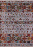 Grey Tribal Persian Gabbeh Hand Knotted Wool Rug - 7' 0" X 9' 8" - Golden Nile