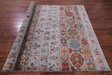 Grey Tribal Persian Gabbeh Hand Knotted Wool Rug - 7' 0" X 9' 8" - Golden Nile