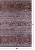 Grey Khorjin Persian Gabbeh Hand Knotted Wool Rug - 6' 9" X 10' 0" - Golden Nile