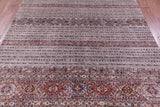 Grey Khorjin Persian Gabbeh Hand Knotted Wool Rug - 6' 9" X 10' 0" - Golden Nile