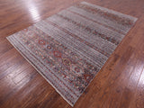 Grey Khorjin Persian Gabbeh Hand Knotted Wool Rug - 6' 9" X 10' 0" - Golden Nile