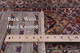 Grey Khorjin Persian Gabbeh Hand Knotted Wool Rug - 6' 9" X 10' 0" - Golden Nile