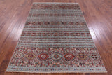 Grey Khorjin Persian Gabbeh Hand Knotted Wool Rug - 5' 5" X 7' 10" - Golden Nile