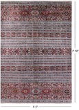 Grey Khorjin Persian Gabbeh Hand Knotted Wool Rug - 5' 5" X 7' 10" - Golden Nile