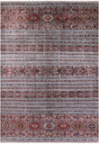 Grey Khorjin Persian Gabbeh Hand Knotted Wool Rug - 5' 5" X 7' 10" - Golden Nile