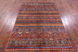 Khorjin Persian Gabbeh Hand Knotted Wool Rug - 5' 1" X 6' 10" - Golden Nile