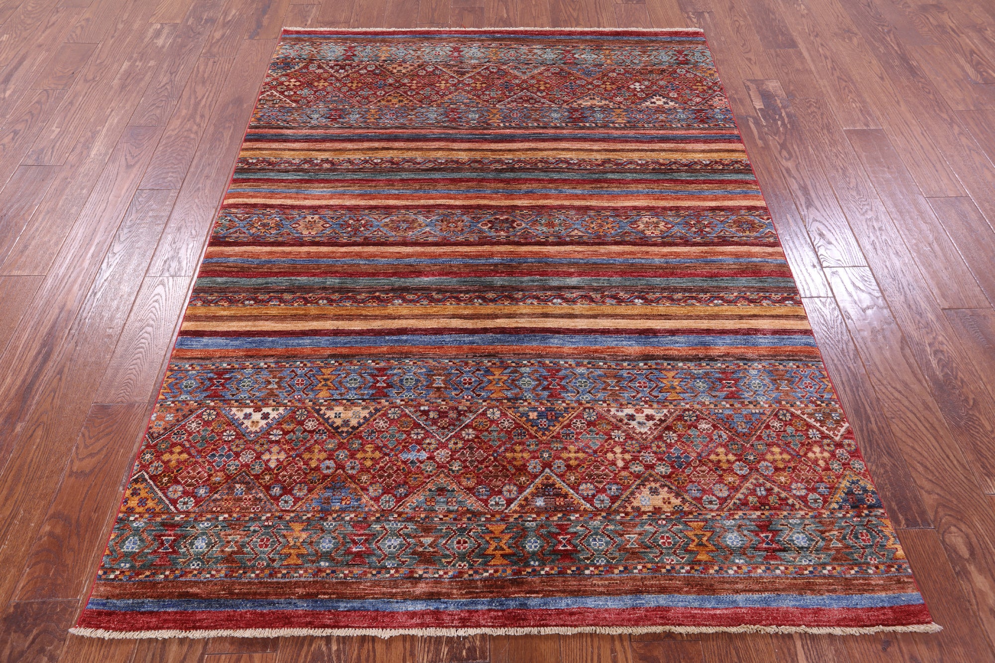 Khorjin Persian Gabbeh Hand Knotted Wool Rug - 5' 1" X 6' 10" - Golden Nile