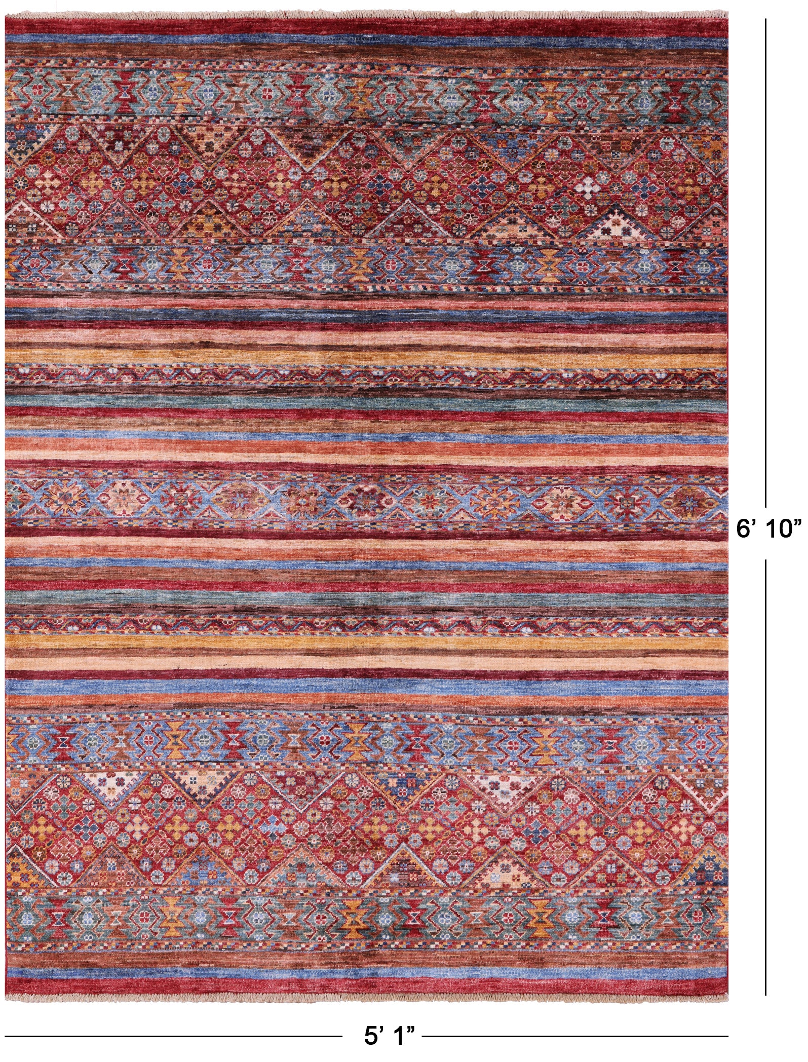 Khorjin Persian Gabbeh Hand Knotted Wool Rug - 5' 1" X 6' 10" - Golden Nile