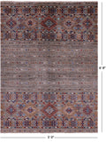 Khorjin Persian Gabbeh Hand Knotted Wool Rug - 5' 0" X 6' 8" - Golden Nile