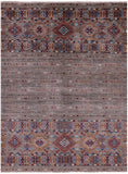 Khorjin Persian Gabbeh Hand Knotted Wool Rug - 5' 0" X 6' 8" - Golden Nile