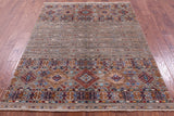 Khorjin Persian Gabbeh Hand Knotted Wool Rug - 5' 0" X 6' 8" - Golden Nile
