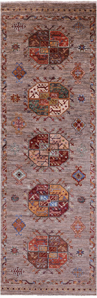 Turkmen Ersari Hand Knotted Wool Runner Rug - 2' 9" X 8' 4" - Golden Nile