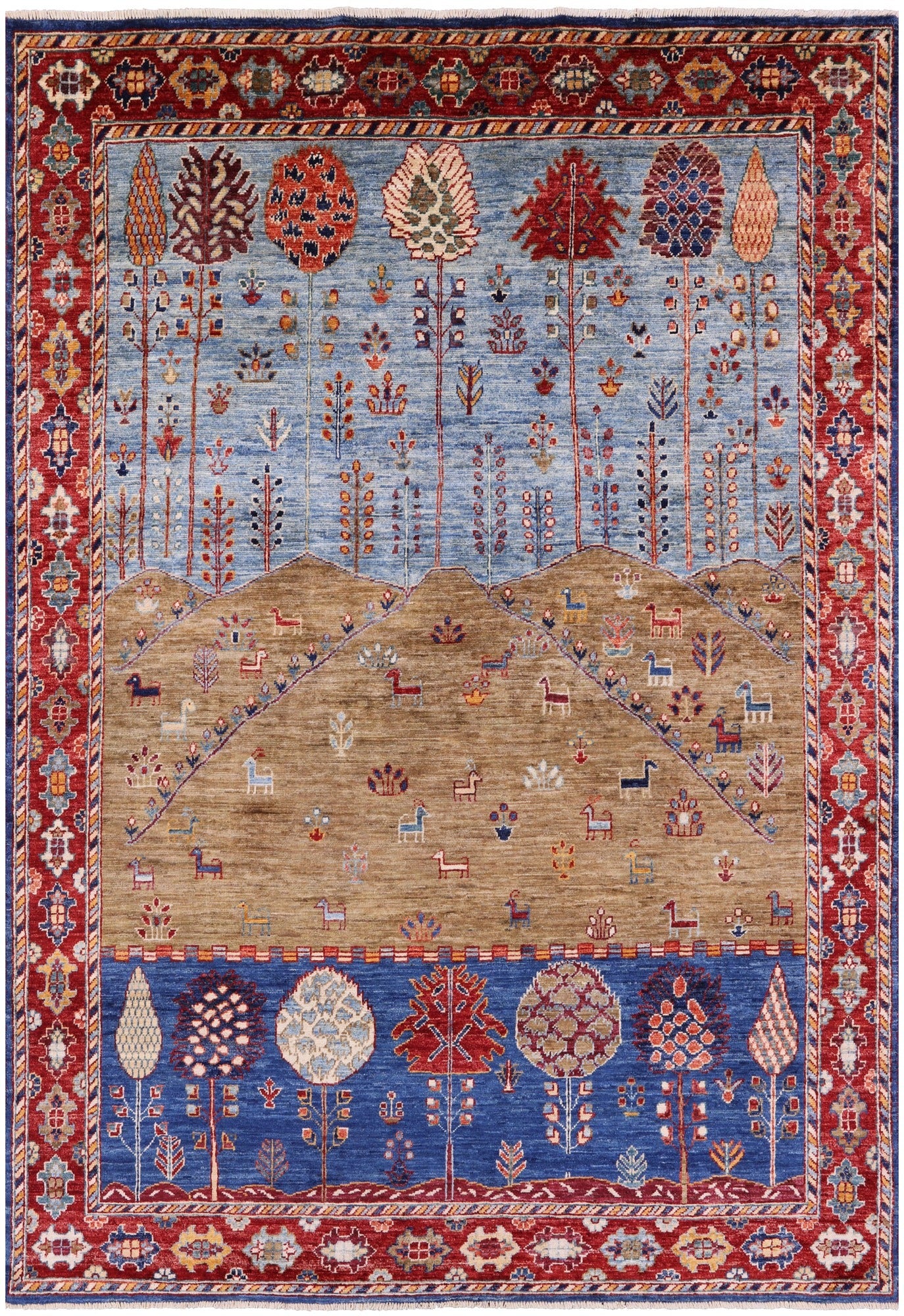 Tribal Persian Gabbeh Hand Knotted Wool Rug - 5' 5" X 7' 9" - Golden Nile