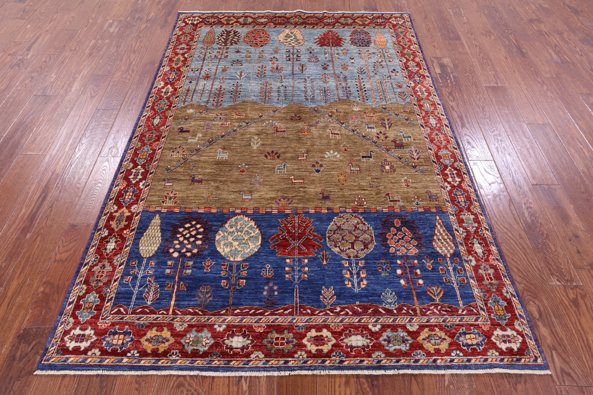 Tribal Persian Gabbeh Hand Knotted Wool Rug - 5' 5" X 7' 9" - Golden Nile