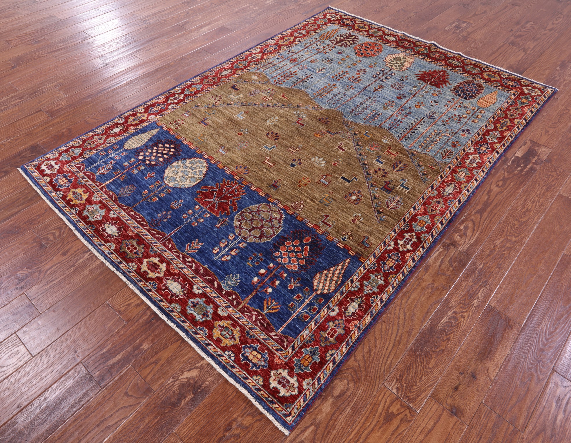Tribal Persian Gabbeh Hand Knotted Wool Rug - 5' 5" X 7' 9" - Golden Nile