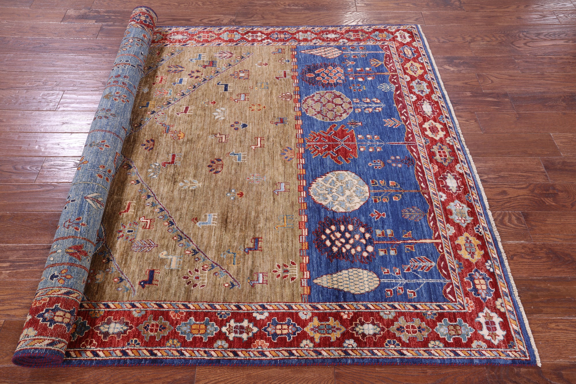 Tribal Persian Gabbeh Hand Knotted Wool Rug - 5' 5" X 7' 9" - Golden Nile
