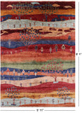 Tribal Persian Gabbeh Hand Knotted Wool Rug - 5' 11" X 8' 1" - Golden Nile