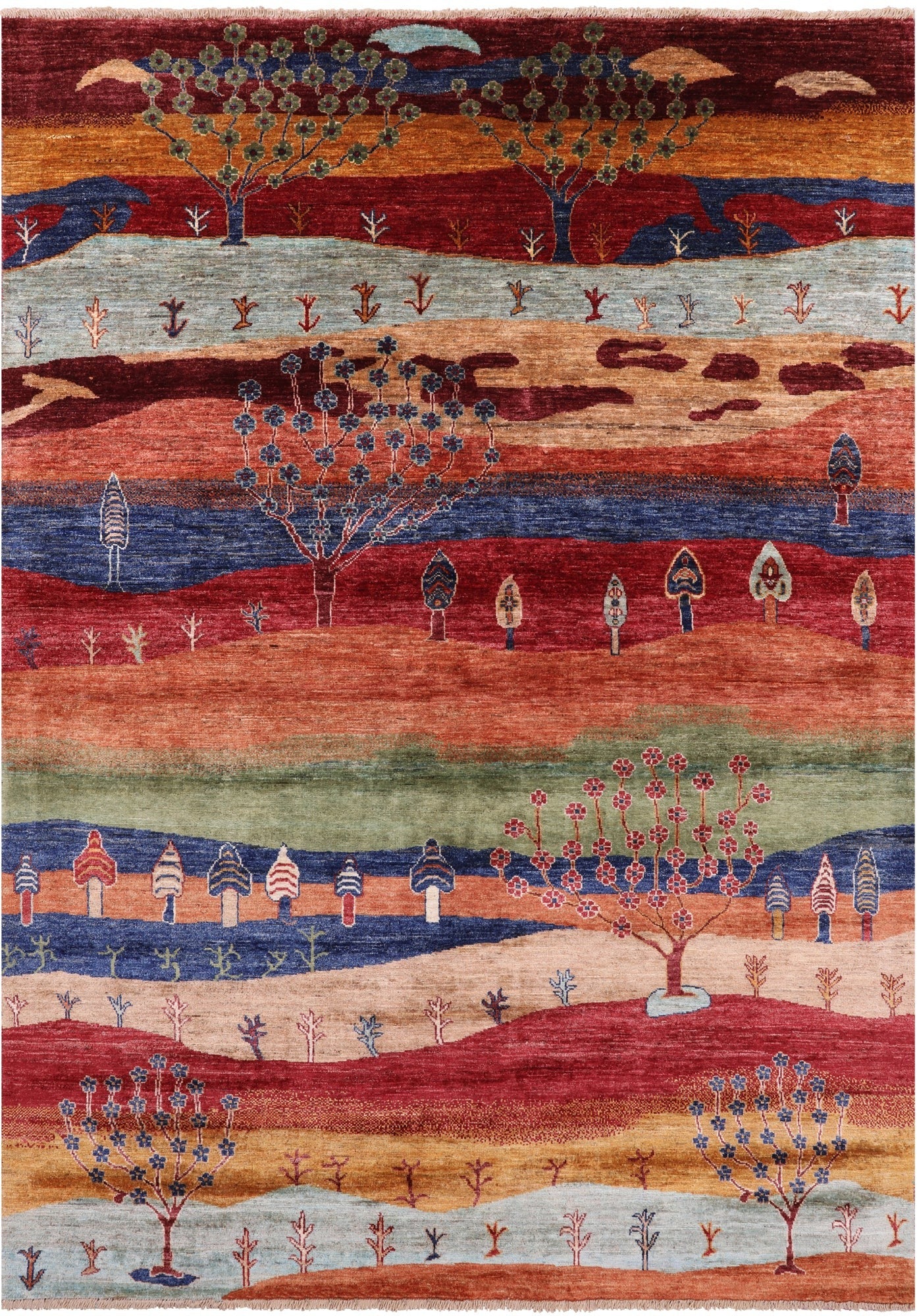 Tribal Persian Gabbeh Hand Knotted Wool Rug - 5' 11" X 8' 1" - Golden Nile