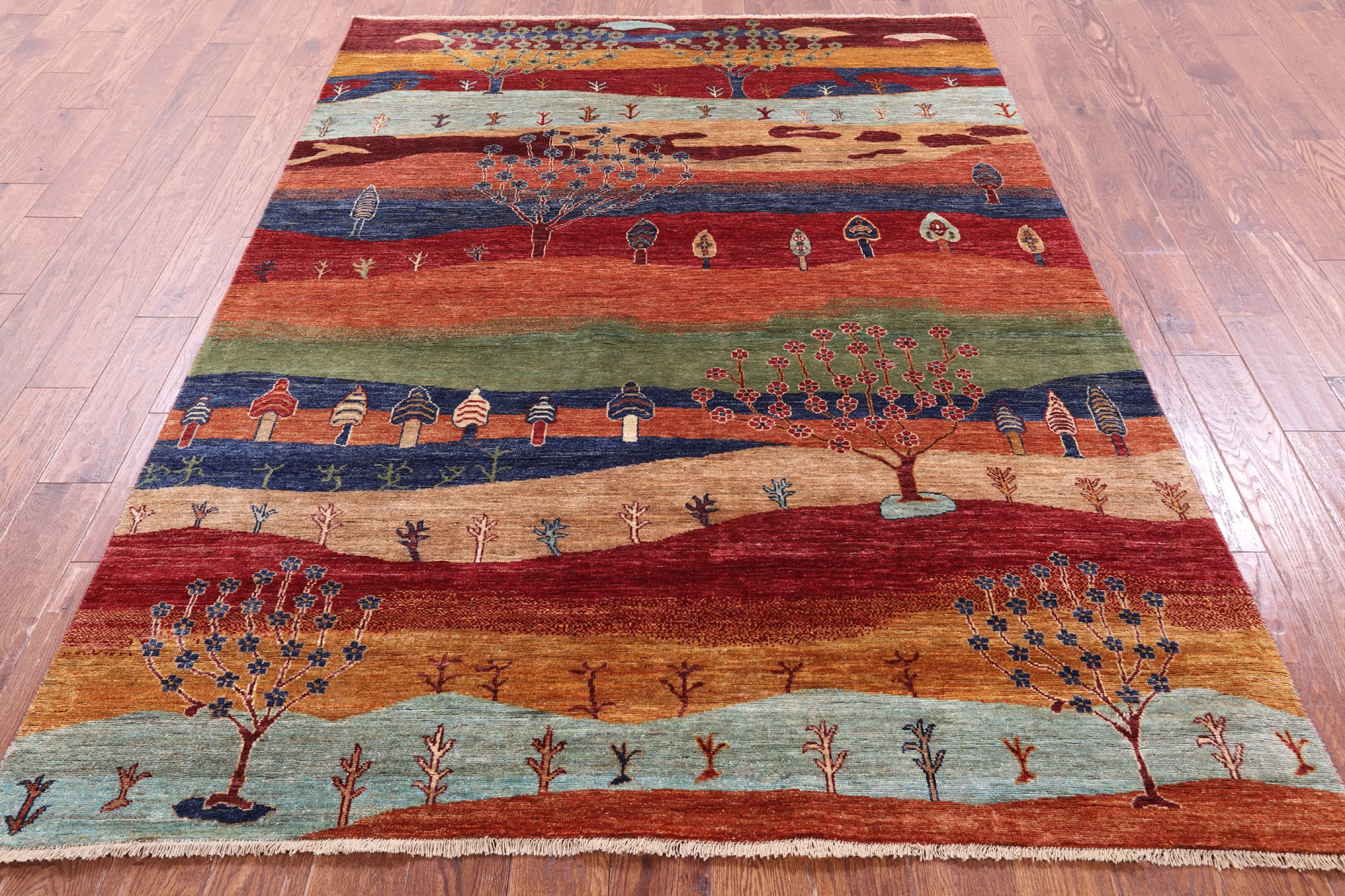 Tribal Persian Gabbeh Hand Knotted Wool Rug - 5' 11" X 8' 1" - Golden Nile