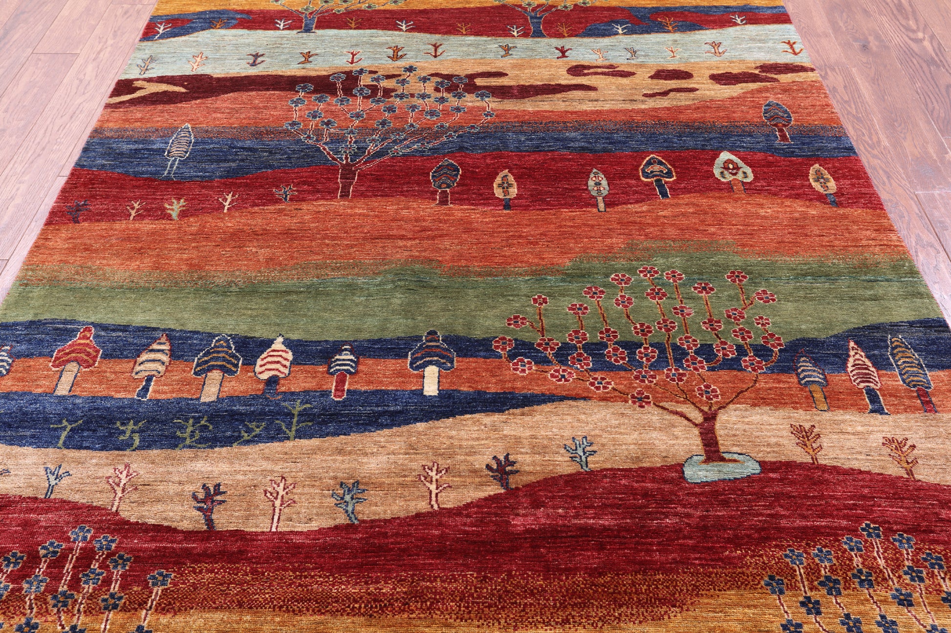 Tribal Persian Gabbeh Hand Knotted Wool Rug - 5' 11" X 8' 1" - Golden Nile