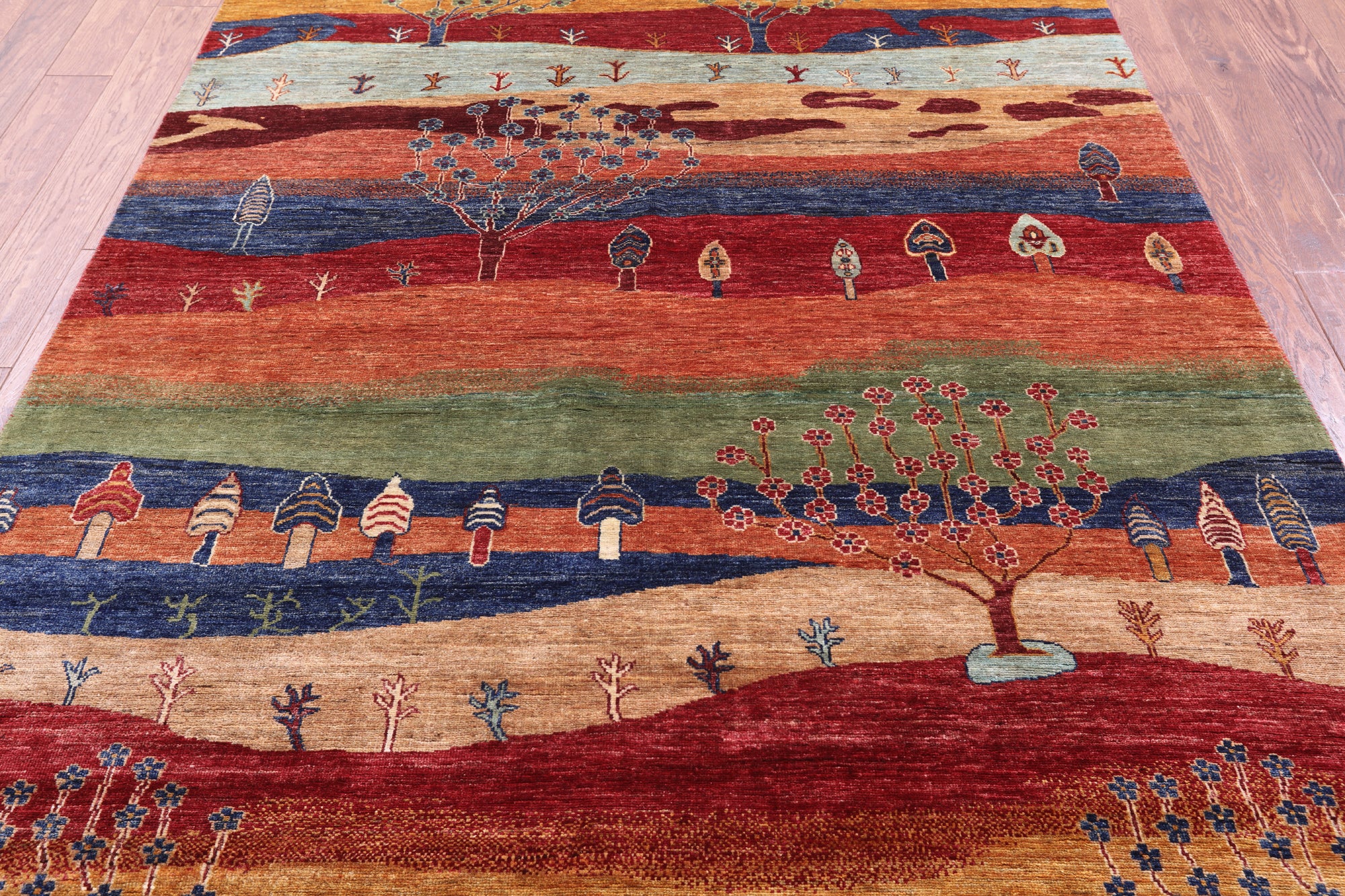 Tribal Persian Gabbeh Hand Knotted Wool Rug - 5' 11" X 8' 1" - Golden Nile