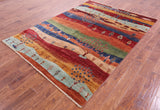 Tribal Persian Gabbeh Hand Knotted Wool Rug - 5' 11" X 8' 1" - Golden Nile