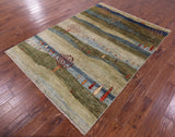 Tribal Persian Gabbeh Hand Knotted Wool Rug - 5' 8" X 7' 9" - Golden Nile