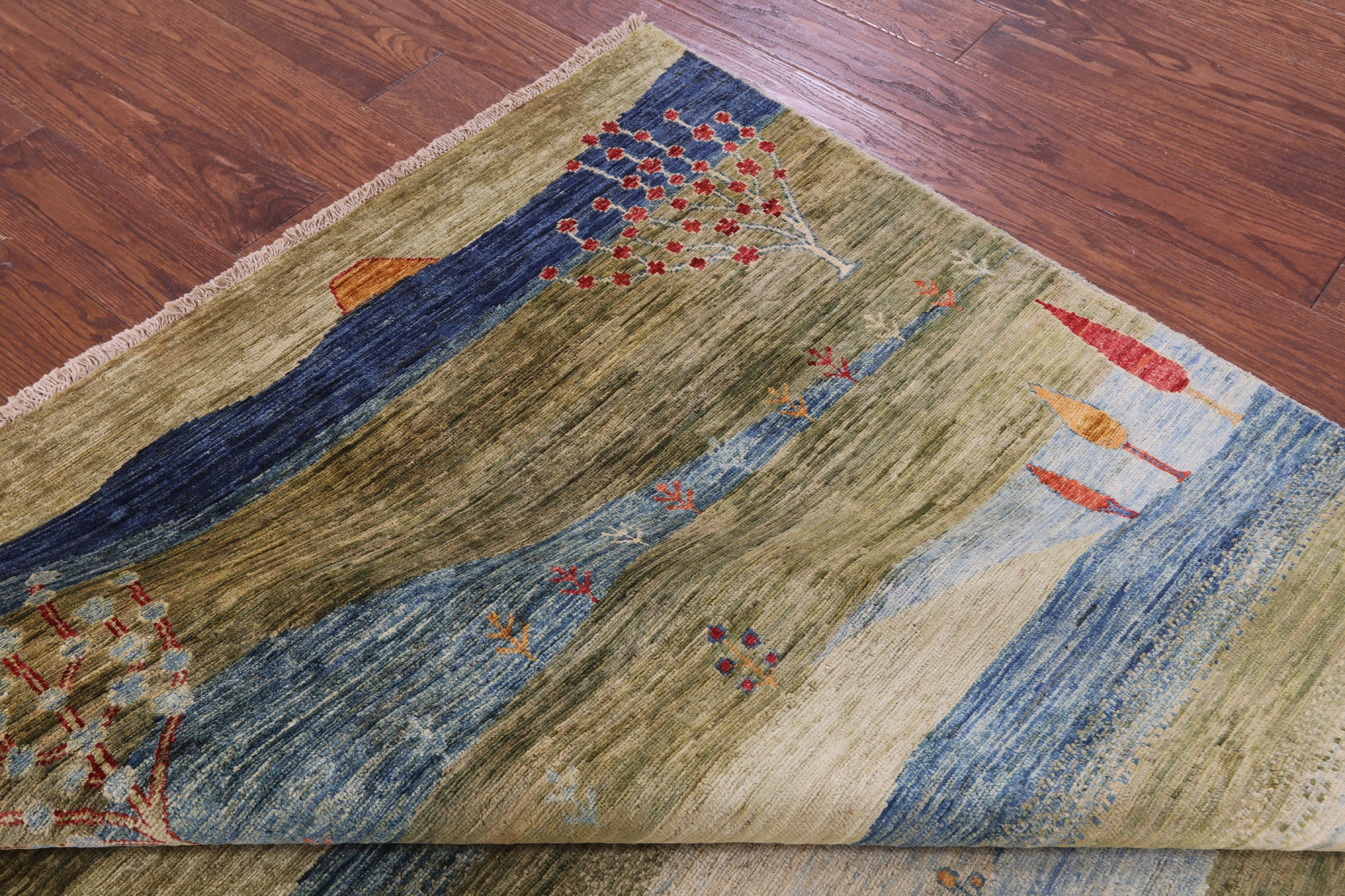 Tribal Persian Gabbeh Hand Knotted Wool Rug - 5' 8" X 7' 9" - Golden Nile