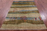 Tribal Persian Gabbeh Hand Knotted Wool Rug - 5' 6" X 7' 11" - Golden Nile