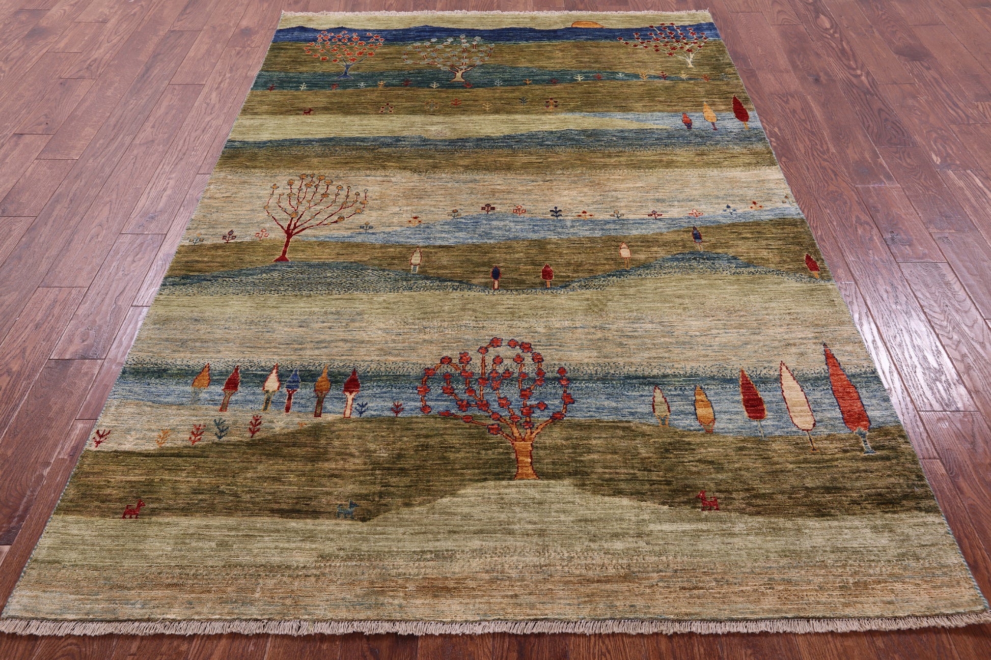 Tribal Persian Gabbeh Hand Knotted Wool Rug - 5' 6" X 7' 11" - Golden Nile
