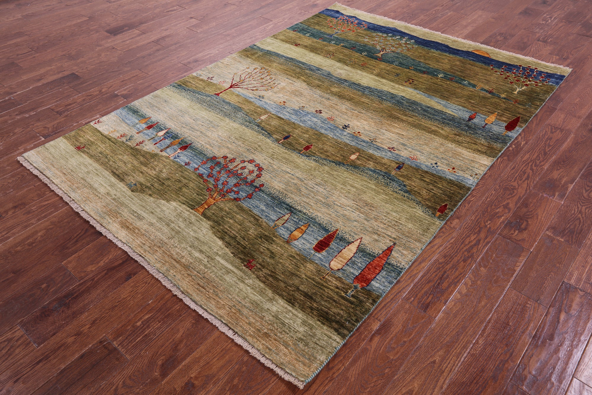 Tribal Persian Gabbeh Hand Knotted Wool Rug - 5' 6" X 7' 11" - Golden Nile