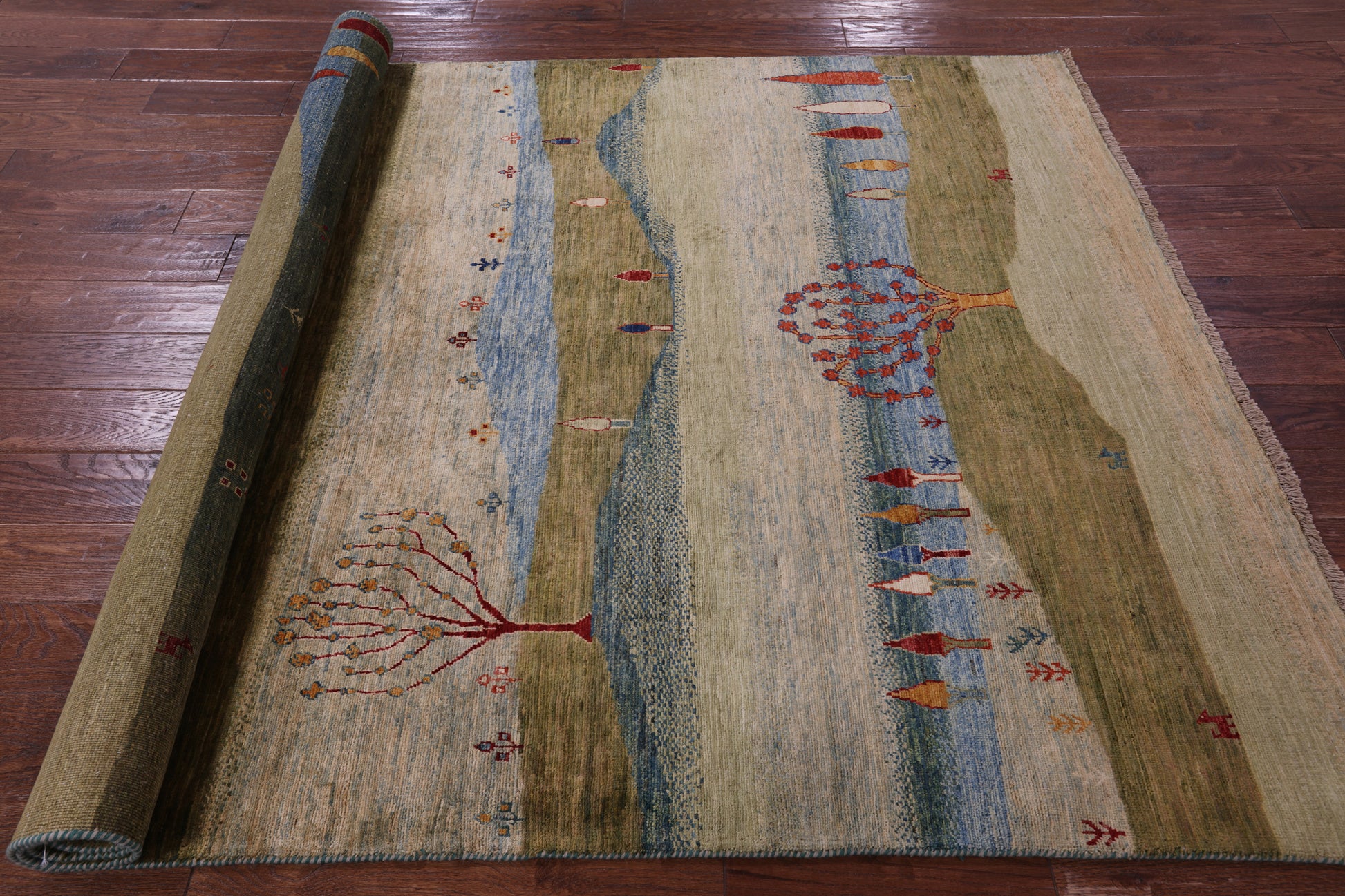 Tribal Persian Gabbeh Hand Knotted Wool Rug - 5' 6" X 7' 11" - Golden Nile