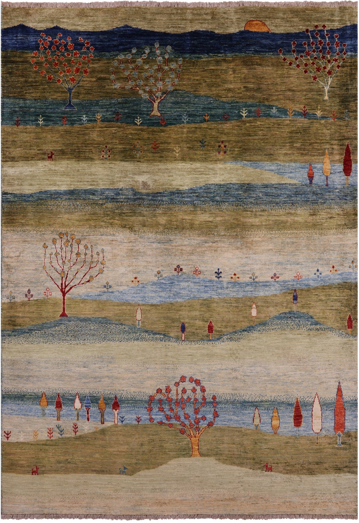 Tribal Persian Gabbeh Hand Knotted Wool Rug - 5' 6" X 7' 11" - Golden Nile